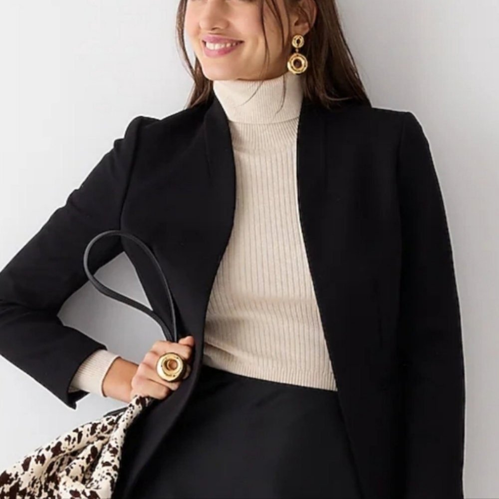 J.Crew Women's Black Going-Out Blazer Jacket in Stretch Twill Size 14 H2743 EUC